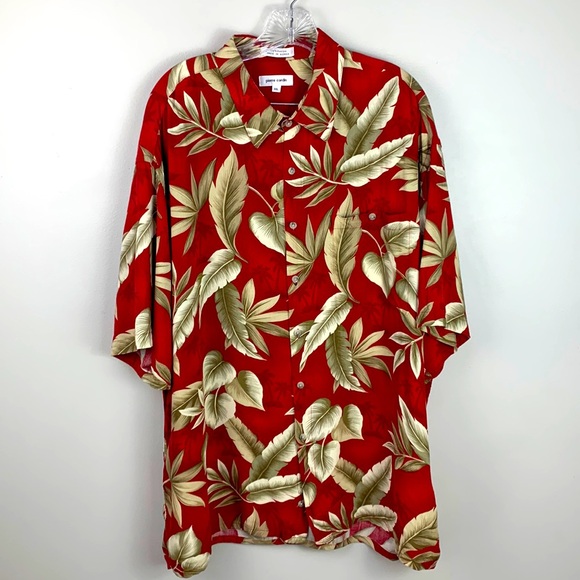 Pierre Cardin Tropical Palm Print Camp Shirt - Picture 2 of 9